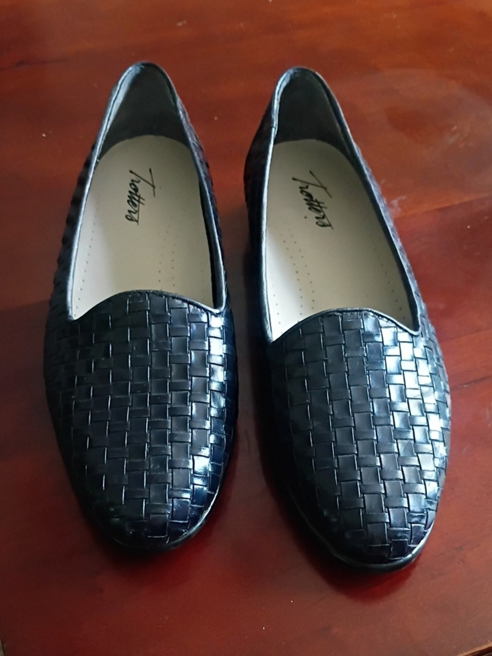 Trotters Navy Woven Slip-On Loafers